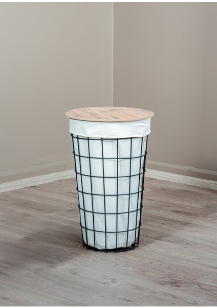 Tel Kirli Sepet Dekoratif Kumaşlı Metal Gövde Ahşap Tablalı Çok Amaçlı Düzenleyici modelleri