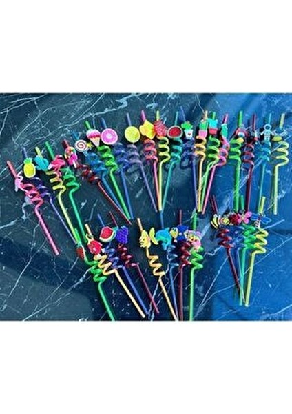 Dörtlü Sevimli Renkli Emojili Pipet- Kokteyl Ev Dekorasyon