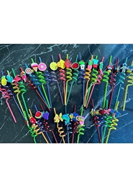 Dörtlü Sevimli Renkli Emojili Pipet- Kokteyl Ev Dekorasyon