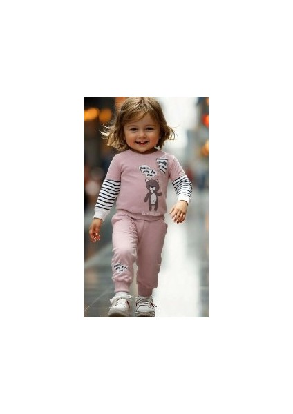 Süpriz Ayıcık Baskılı 2'li Takım Pembe