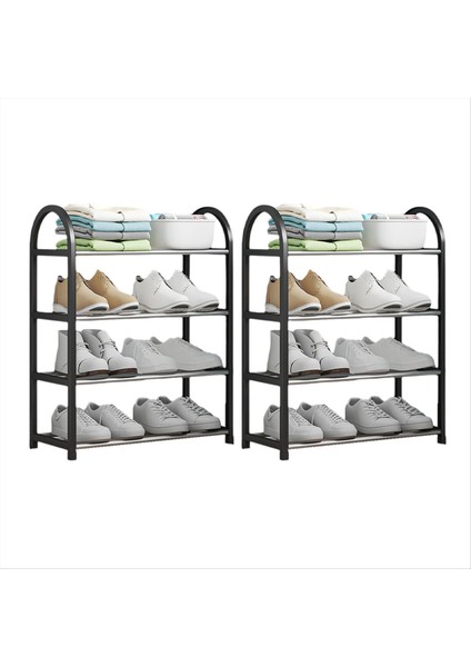 Ayakkabı Rafı, Giriş ve Ön Kapı Girişi Için Ayakkabı Dolabı 4 Katman Ayakkabı Dolabı, Kurulumu Kolay, Siyah (Yurt Dışından)