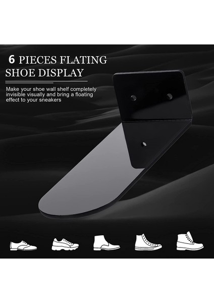 6 Paket Yüzen Ayakkabı Rafları, Siyah Akrilik Duvara Monte Ayakkabı Ekran Rafları, Ekran Koleksiyon Ayakkabı ve Spor Ayakkabı Için (Yurt Dışından) indirimleri