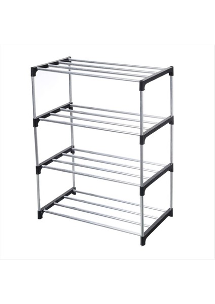 Istiflenebilir Küçük Ayakkabı Rafı, Giriş Yolu, Koridor ve Dolap Alanı Tasarruf Depolama ve Organizasyonu (4 Katmanlı, Siyah) (Yurt Dışından)