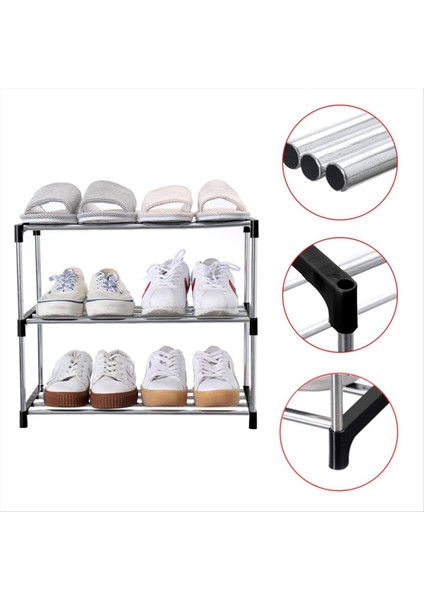 Istiflenebilir Küçük Ayakkabı Rafı, Giriş Yolu, Koridor ve Dolap Alanı Tasarruf Depolama ve Organizasyonu (4 Katmanlı, Siyah) (Yurt Dışından) fırsatları
