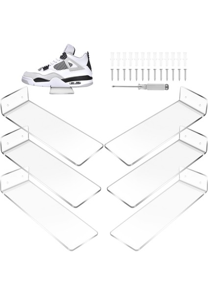 6 Paket Akrilik Yüzen Spor Ayakkabı Rafları Ekran Koleksiyon Ayakkabı ve Spor Ayakkabı Için Açık Ayakkabı Ekran Standı Oda Dekoru (Yurt Dışından)