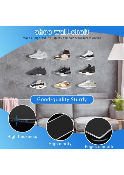 6 Paket Akrilik Yüzen Spor Ayakkabı Rafları Ekran Koleksiyon Ayakkabı ve Spor Ayakkabı Için Açık Ayakkabı Ekran Standı Oda Dekoru (Yurt Dışından) fırsatları