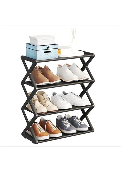 Ev Için x Şeklinde Ayakkabı Rafı Çok Fonksiyonlu Çelik Montaj Öğrencileri Için Dorm Toz Geçirmez Depolama Rafı, Siyah (Yurt Dışından)