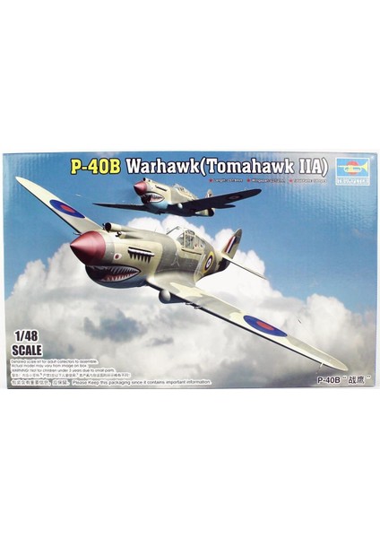 02807 1/48 Ölçek, Curtiss P-40B Warhawk Savaş Uçağı Plastik Model Kiti