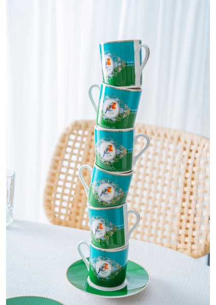 Cybil 6 Kişilik Porselen Kahve Fincan Takımı - 90 ml