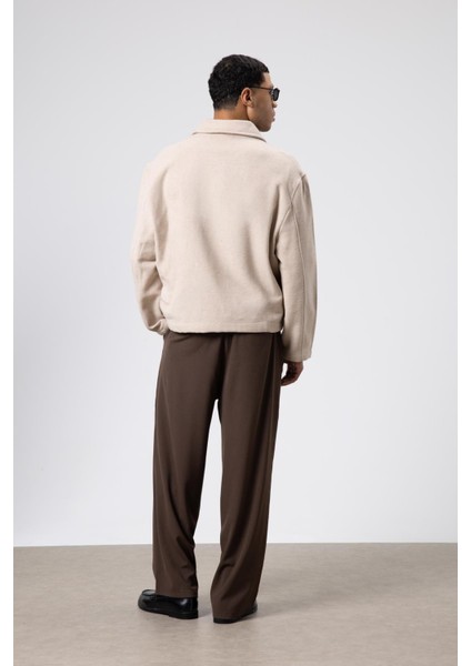 Oversize Fermuarlı Kaşe Ceket Bej indirimleri