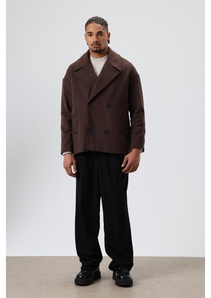 Oversize Kruvaze Kısa Kaşe Ceket Kahve fiyatları