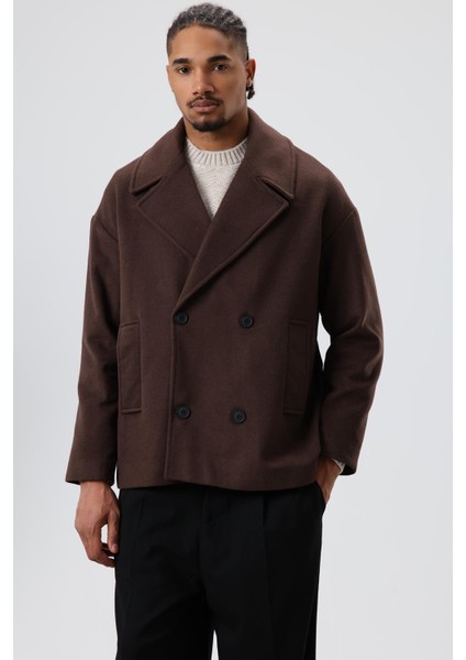 Oversize Kruvaze Kısa Kaşe Ceket Kahve fırsatları