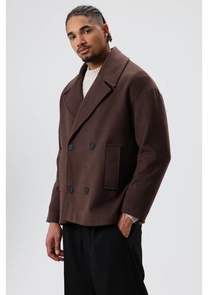 Oversize Kruvaze Kısa Kaşe Ceket Kahve indirimleri