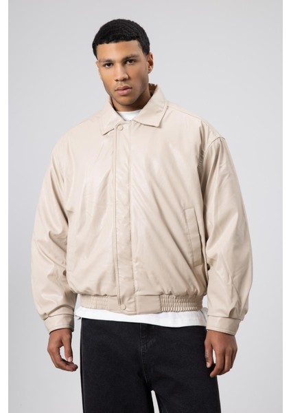 Basıc Suni Deri Oversize Ceket Taş indirimleri