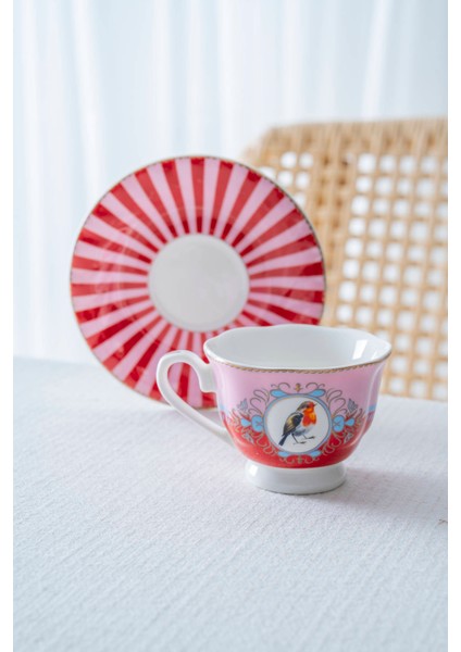 Birdie 6 Kişilik Porselen Kahve Fincan Takımı - 90 ml