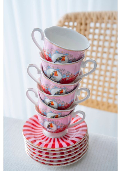 Birdie 6 Kişilik Porselen Kahve Fincan Takımı - 90 ml
