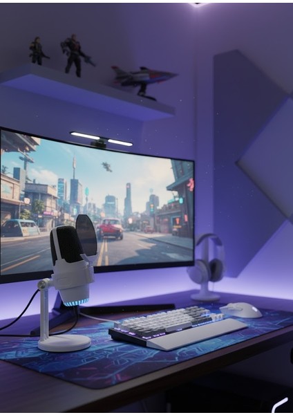 Mv-9 Beyaz Rgb USB Oyuncu Yayıncı ve Podcast Için Uyumlu Condenser Mikrofon