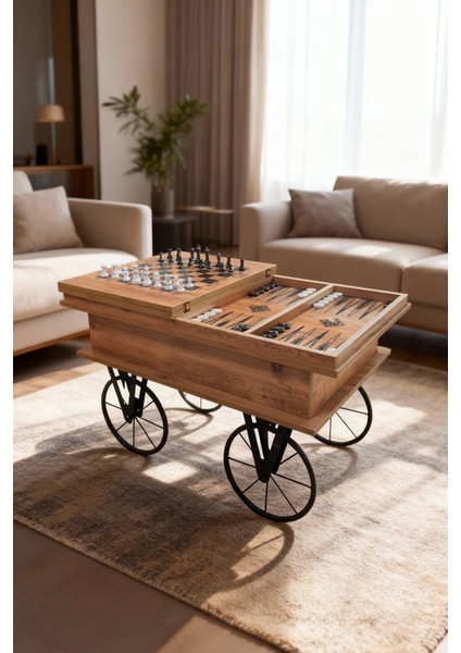 Akıllı Çok Fonksiyonlu Satranç ve Tavla Orta Sehpası