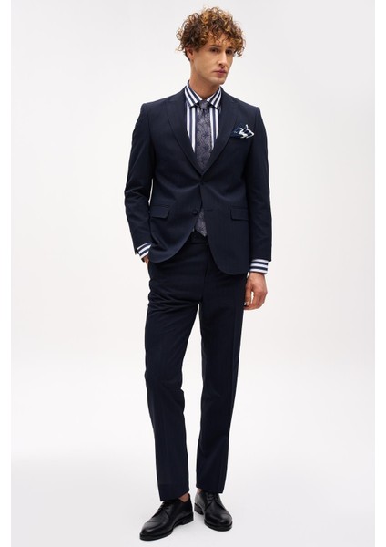 Erkek Lacivert Barı (4 Drop) / Geniş Kalıp Sivri Yaka Takım Elbise fiyatları