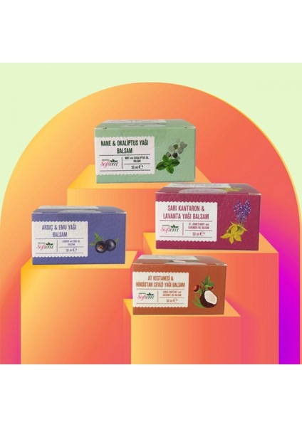 Çare Burada Nane&okaliptus+Sarı Kantaron&lavanta+Ardıç&emu Yağı +At Kestanesi&hindistan Cevizi Balsam Seti