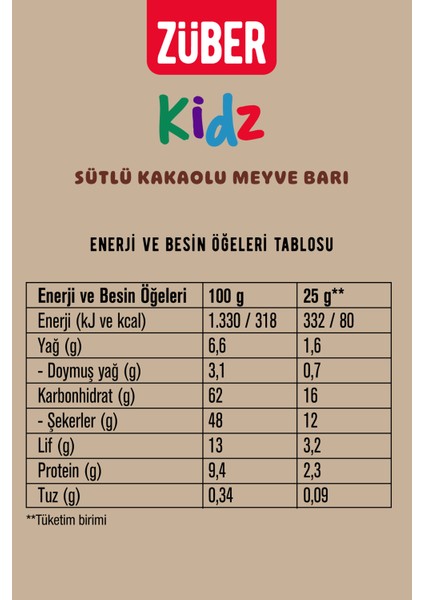 Kidz Kakaolu Meyve Bar 30 Gr x 16 Adet fiyatları