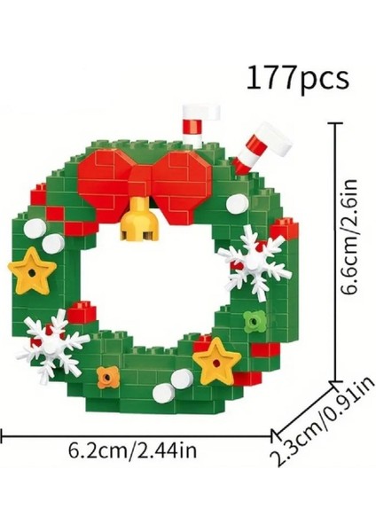 Yılbaşı Kapı Süsü Çelenk 3D Yapboz (177 Parça) | Nano Blok Noel Dekor Seti fiyatları