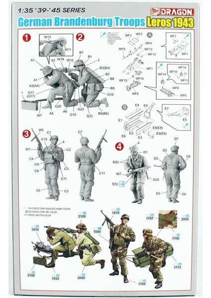 6743 1/35 Ölçek, Alman Branderburg Birlikleri (Leros 1943) Asker Figürleri Plastik Model Kiti