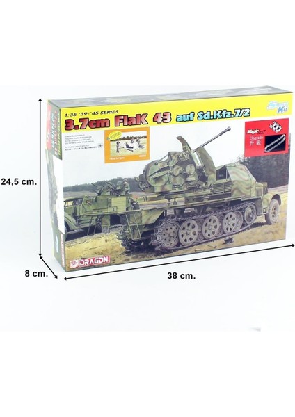 6553 1/35 Ölçek, Sd.Kfz.7 w/3.7cm FlaK 43 Uçaksavar Kamyonu Plastik Model Kiti