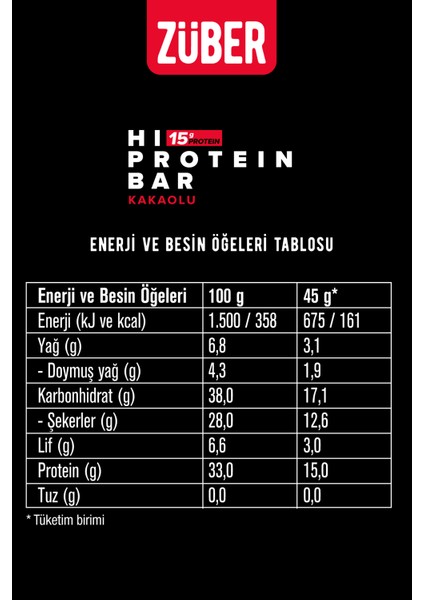 Kakaolu Yüksek Protein Bar 12 x 45 gr fiyatları