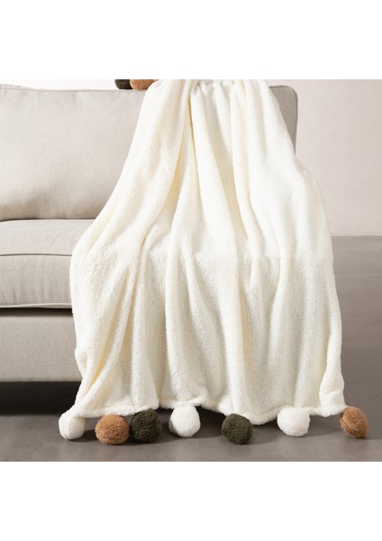 Ponponlu Diz Üstü Battaniye Multı 130X160