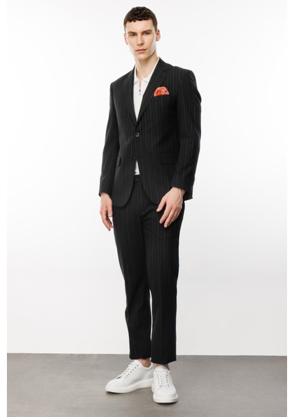 Erkek Siyah Barı (4 Drop) / Geniş Kalıp Geniş Mono Takım Elbise indirimleri