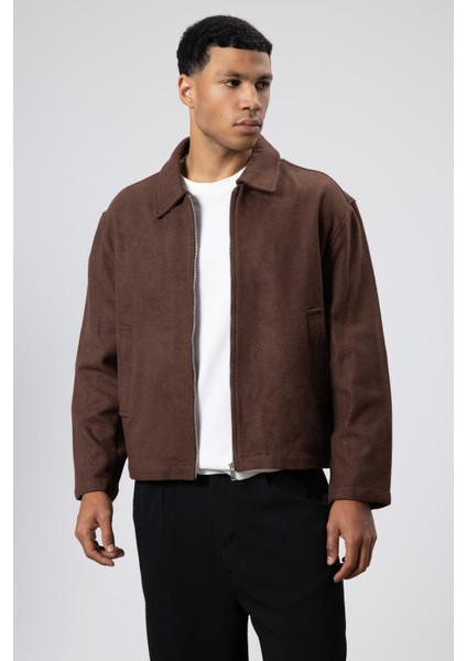 Oversize Fermuarlı Kaşe Ceket Kahve fiyatları