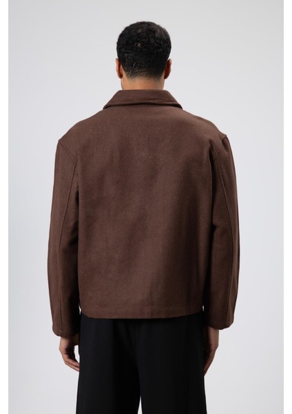 Oversize Fermuarlı Kaşe Ceket Kahve indirimleri