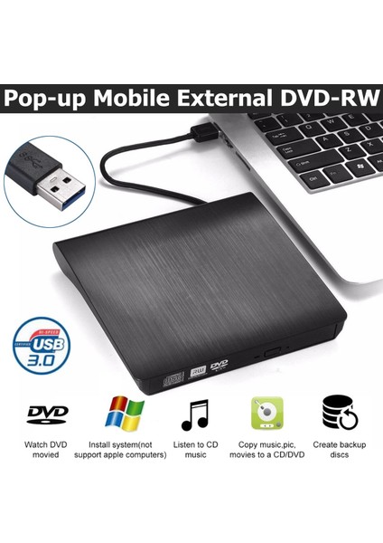 Harici DVD Rw USB 3.0 CD DVD Yazıcı Okuyucu modelleri