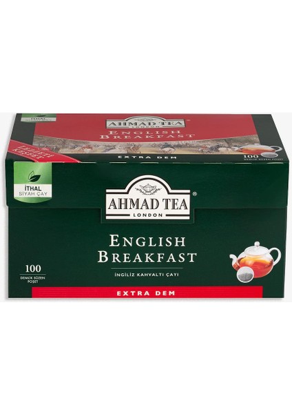 English Breakfast Demlik Poşet Çay 100’lü 320 g fiyatları