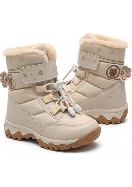 Ndors Kız Çocuk Bot Dayanıklı Dış Malzeme Fermuarlı Bağcıklı Kaymaz Rahat Outdoor Taban