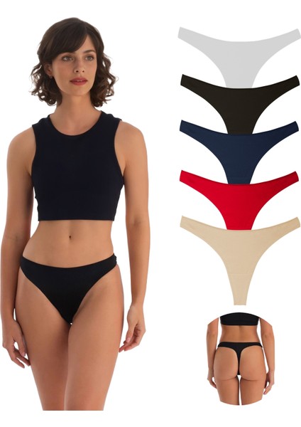 , Pamuklu Basic Tanga Külot, 5'li Paket, Chiloti Tanga, Konforlu Bel Lastiği