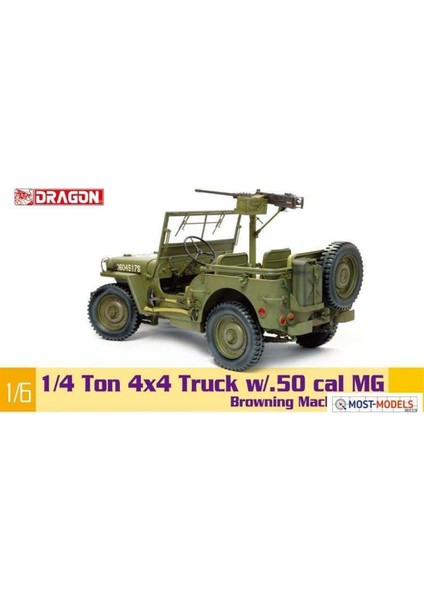 75052 1/6 Ölçek Abd 1/4 Ton 4x4 Jeep (With M2 .50-Cal Machine Gun) Plastik Model Kiti fırsatları