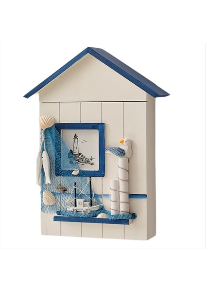 Duvara Monte Kabine Anahtar Rafı, Ahşap Ev Anahtar Depolama Kutusu, Akdeniz Tarzı Model Heykel Ev Duvar Dekor Kuşu (Yurt Dışından)