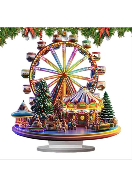 Akrilik Noel Özel Şekli Ferrisweel Masaüstü Süsler 2d Masaüstü Dönüşü Ev Ofis Kitaplık Için Dekor (Yurt Dışından)