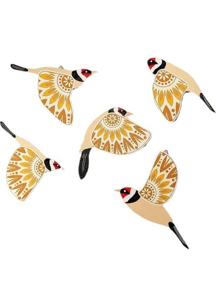5pcs Ahşap Kuş Duvar Sanat Ahşap Uçan Kuşlar Duvar Dekor Rustik Halk Sanat Duvar Dekor Kuş Sevgilisi Oturma Odası Sarı (Yurt Dışından)
