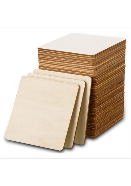 80 Adet Bitmemiş Ahşap Parçalar 4x4 Inç Boş Ahşap Kareler Dıy El Sanatları, Boyama, Gravür, Tatil Dekoru, Bardak Altlıkları Için (Yurt Dışından)