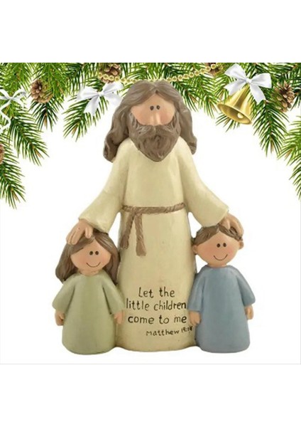 Heykelcik Hıristiyan Dini Reçine Heykeli Isa Erkek ve Kız El Sanatları Süsleme Ev Dekorasyonu Noel I (Yurt Dışından) indirimleri