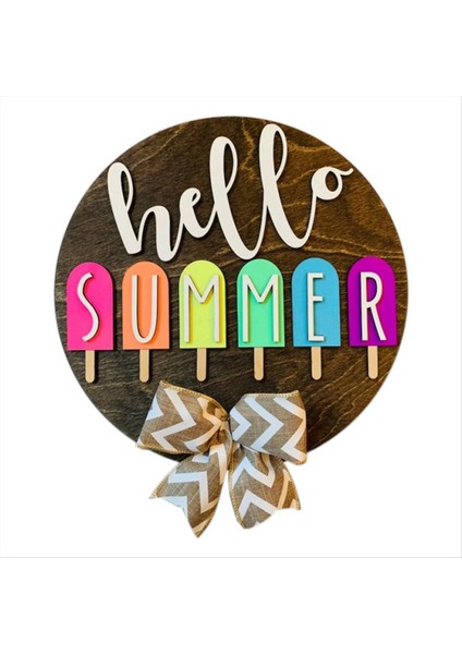 3D Mevsimsel Işaret, Merhaba Işaret Mevsim Dekoru Yaz Işareti Çiftlik Evi Yuvarlak Hoş Geldiniz Kapı Işareti Ev Dekoru (Yurt Dışından)