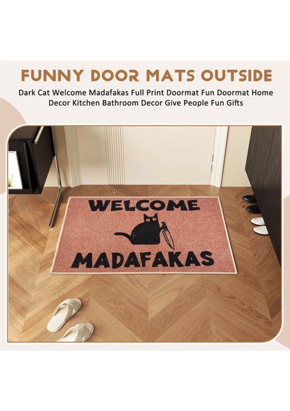 Dark Cat Hoş Geldiniz Madafakas Tam Baskı Posa Oormat Eğlenceli Puafat Ev Dekor Mutfak Banyo Dekor Insanlara Eğlenceli Ver (Yurt Dışından) fırsatları