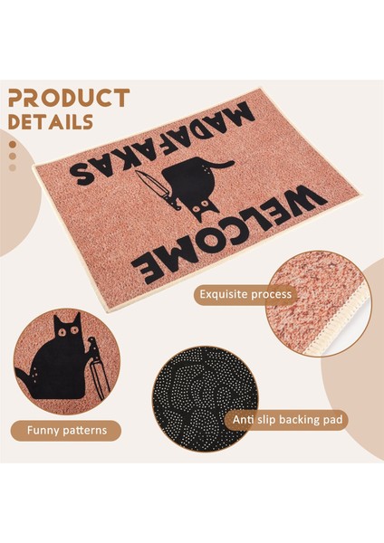 Dark Cat Hoş Geldiniz Madafakas Tam Baskı Posa Oormat Eğlenceli Puafat Ev Dekor Mutfak Banyo Dekor Insanlara Eğlenceli Ver (Yurt Dışından) indirimleri