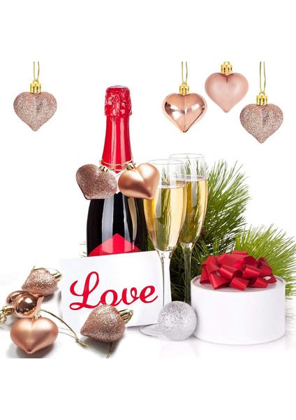 24PCS Gül Altın Sevgililer Günü Kalp Şekleli Süsler Ev Ağacı Asma Dekorasyonları Için Kalp Şeklinde Baubles Süsleri (Yurt Dışından) indirimleri