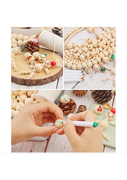 El Sanatları Için Ahşap Boncuklar, Ahşap Boncuklar Çelenk Ev Dekoru Makrome Kiti Yuvarlak Ahşap Boncuklar Uygun Diy Mücevher Yapımı (Yurt Dışından) modelleri