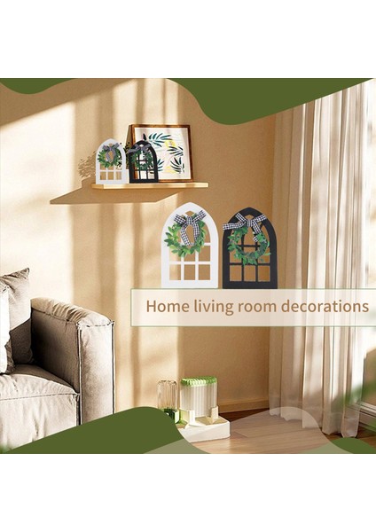 2pcs Ahşap Çiftlik Evi Pencere Katmanlı Tepsi Dekorasyon Ekose Rustik Çiftlik Evi Dekor Katedral Kemer Pencere Raf Fotoğraf Pervane (Yurt Dışından) indirimleri