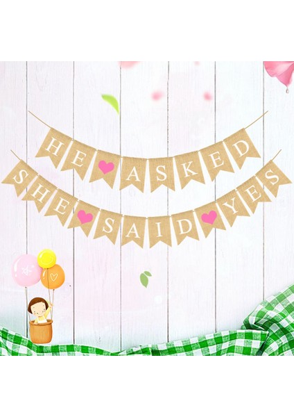 3 Adet Nişanlı Çuval Bezi Afişini Sordu Evet Banner Rustik Gelin Duş Kiraz Kuşu Çelenk Düğün Nişan Için (Yurt Dışından) fırsatları